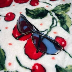 Chanel blue lense rimless wrap sporty sunglasses